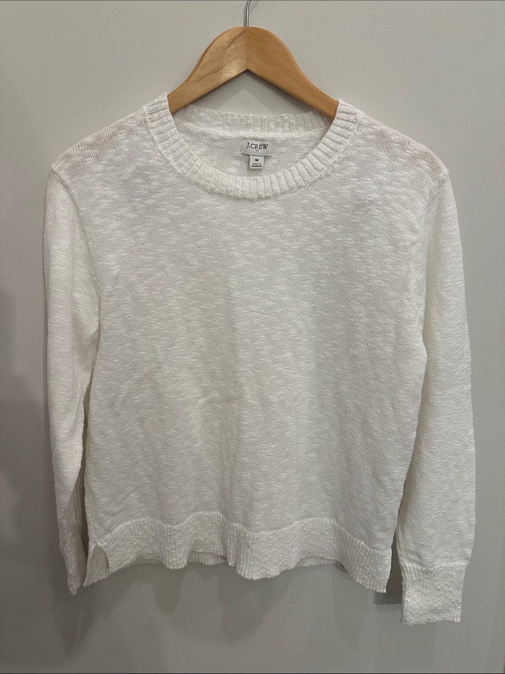 J. Crew White Lightweight Beach Textured Crewneck Sweater